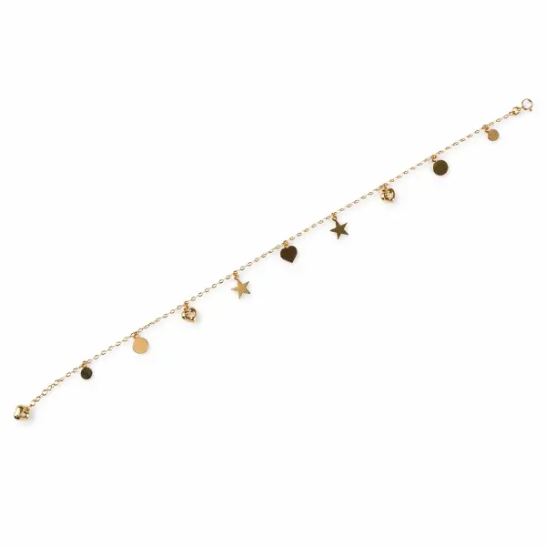 Bratara aur 14K cu stele inimi banuti si pietre Zirconia Golden Symbols Anklet