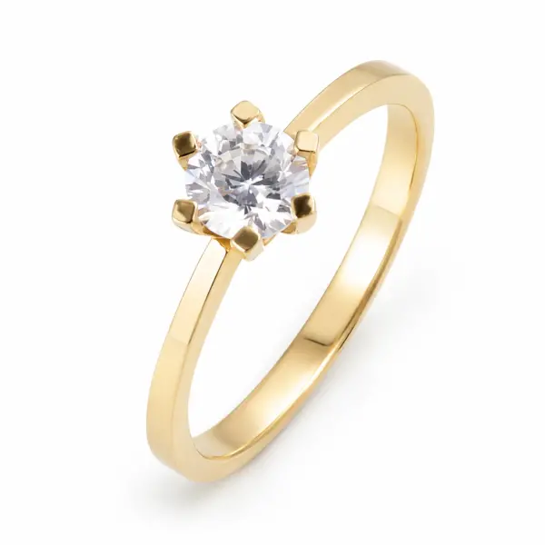 Inel aur 14K cu piatra Zirconia centrala solitaire Pure Brilliance