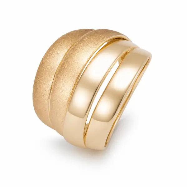 Inel aur 14K cu finisaj mat si lucios design dublu Harmony Shine