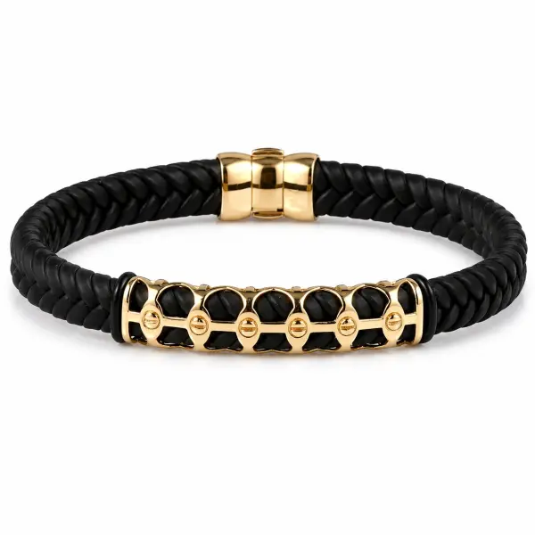 Bratara aur 14K cu silicon negru Black Prestige