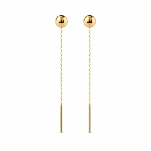 Cercei de aur 14k tip fir cu banut si pietre Zirconia Radiant Coin Drop