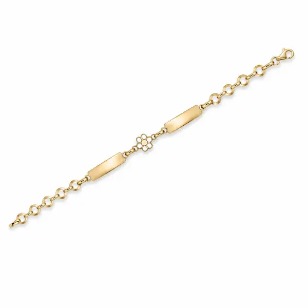 Bratara aur 14K cu floare si placute Little Blossom Charm
