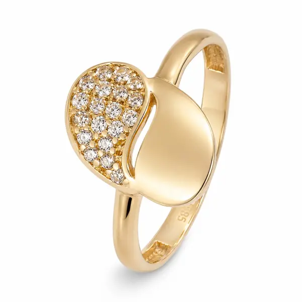 Inel aur 14K cu picaturi si pietre Zirconia Golden Dew