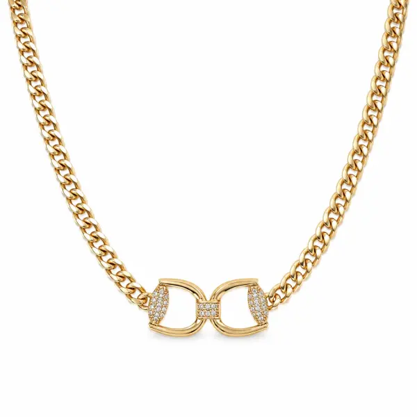 Colier aur 14k cu zale plate si pandantiv papion cu pietre Zirconia pavate Bow Radiance