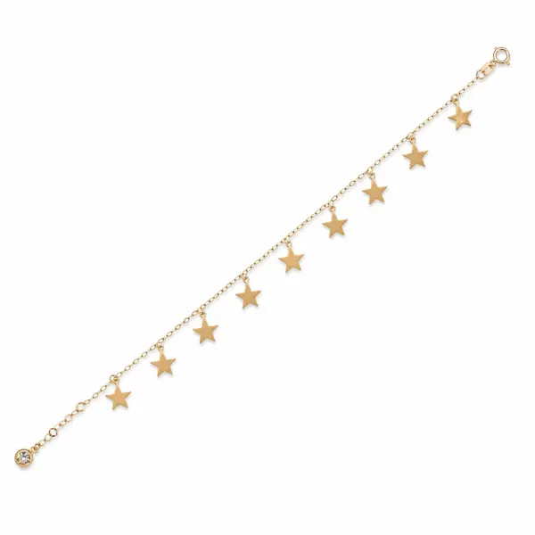 Bratara aur 14K cu pandantive stea si piatra Zirconia Celestial Shine