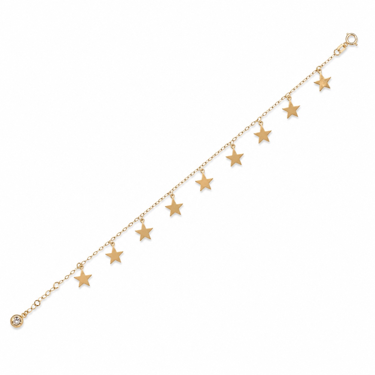 Bratara aur 14K cu pandantive stea si piatra Zirconia Celestial Shine