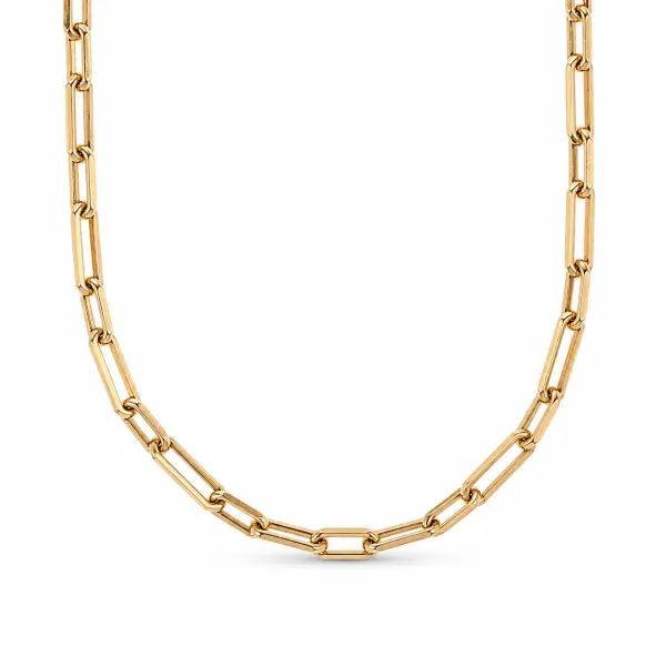 Colier aur 14k cu zale dreptunghiulare mici si mari Edge Link Elegance