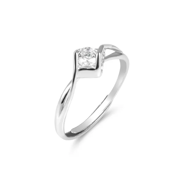 Inel argint cu design intrerupt si piatra Zirconia Silver Open Shine