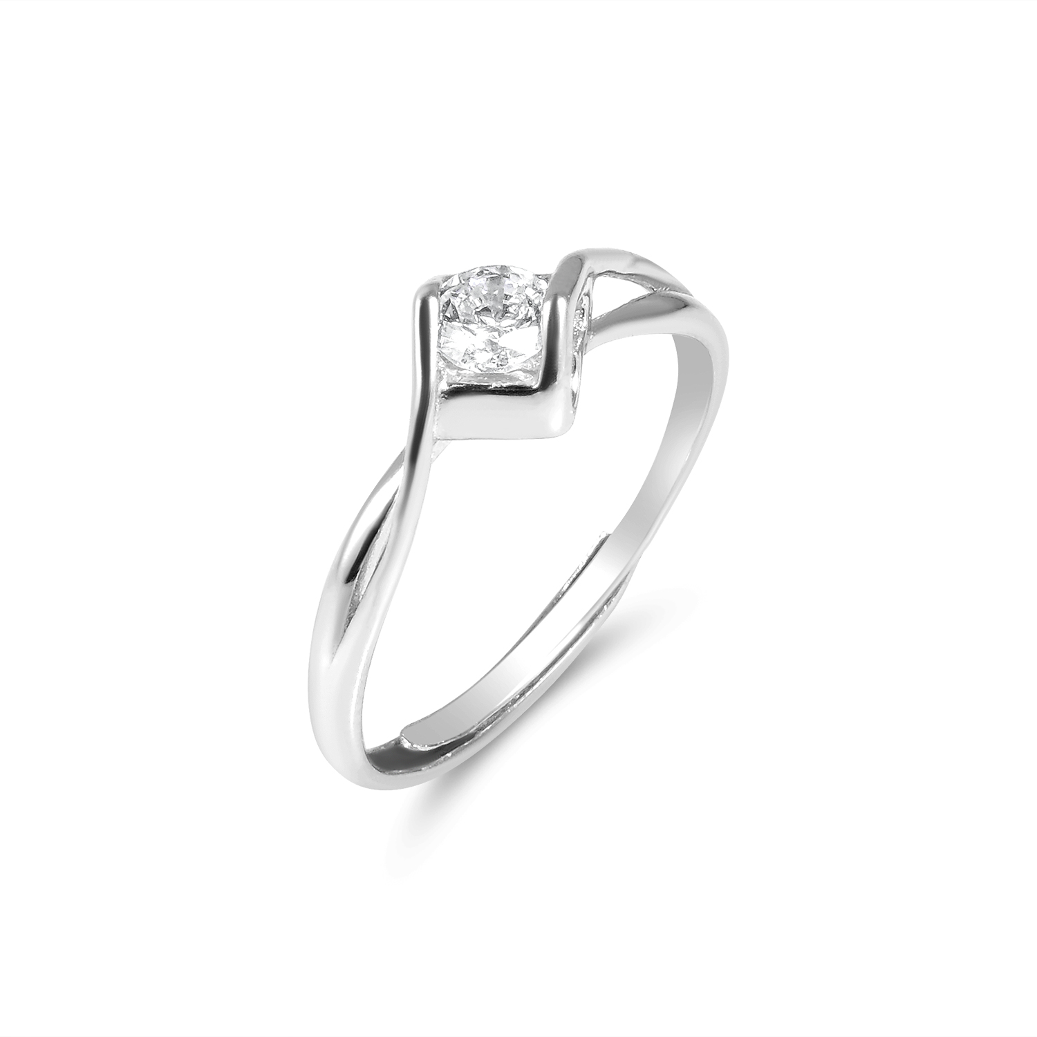 Inel argint cu design intrerupt si piatra Zirconia Silver Open Shine