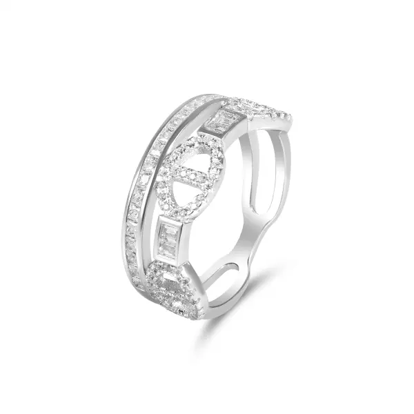 Inel argint cu pietre Zirconia Brilliant Frame Shine