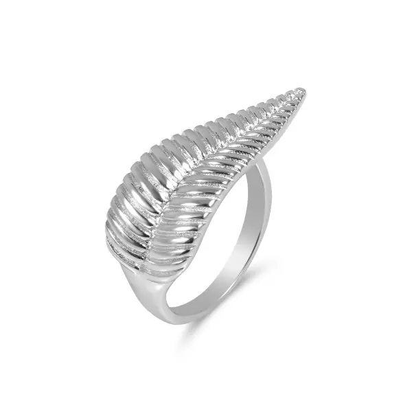 Inel argint cu model frunza sculptata Silver Leaf Flow