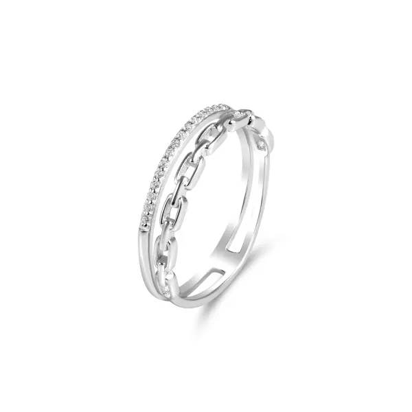 Inel argint cu model lant si pietre Zirconia Chain Radiance