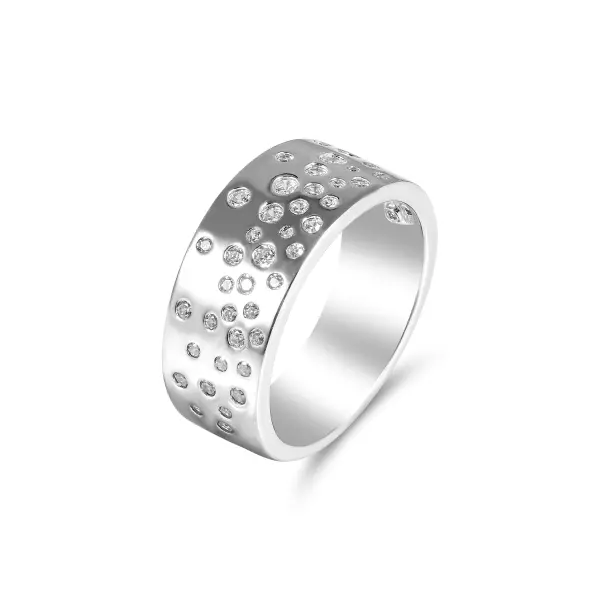 Inel argint cu pietre Zirconia pavate Shimmer Wide Band