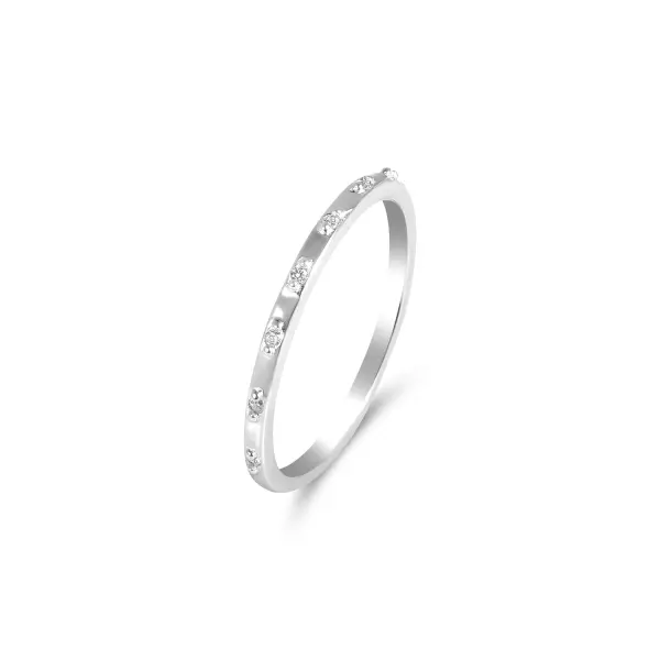 Inel argint subtire cu pietre Zirconia Slim Crystal Line