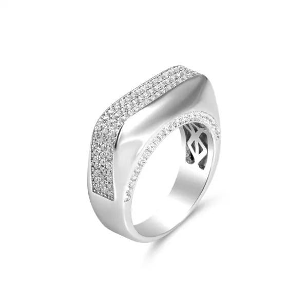 Inel argint cu pietre Zirconia Brilliant Wave Geometry