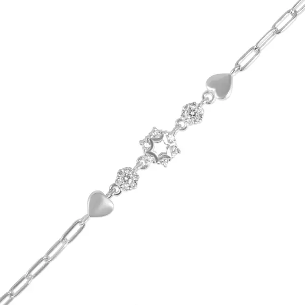 Bratara argint cu stea, inimioare si pietre zirconia Starry Heart Glow