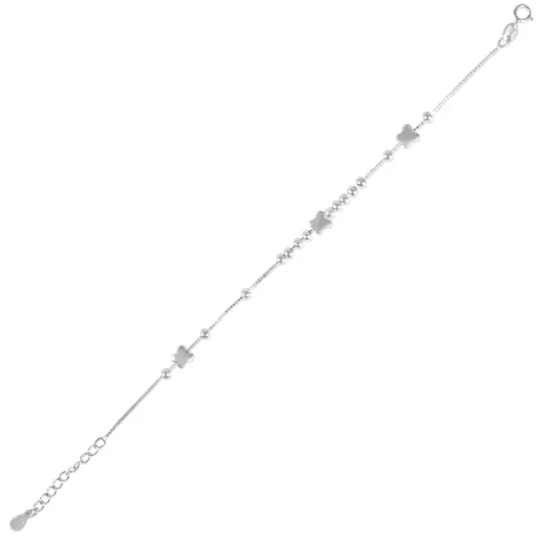 Bratara argint cu bile si fluture Silver Butterfly Beads