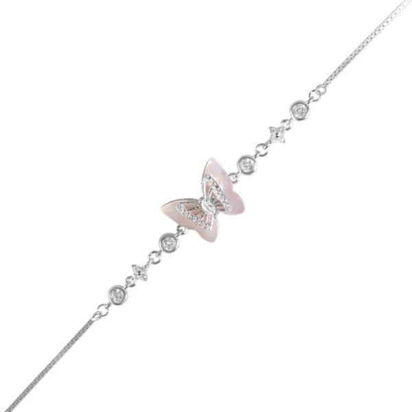 Bratara argint cu fluture si pietre zirconia Whispering Butterfly Shine