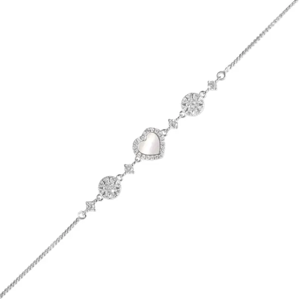 Bratara argint cu inima si cercuri si pietre Zirconia Silver Heart Circles