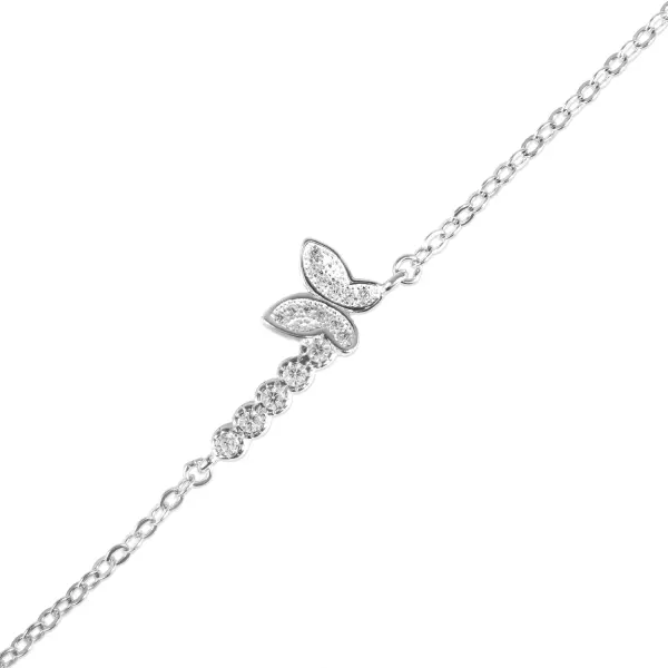 Bratara argint cu fluture si pietre zirconia Silver Butterfly Shine