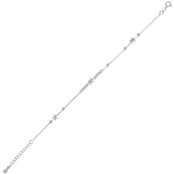 Bratara argint cu bile si stelute Silver Star Beads