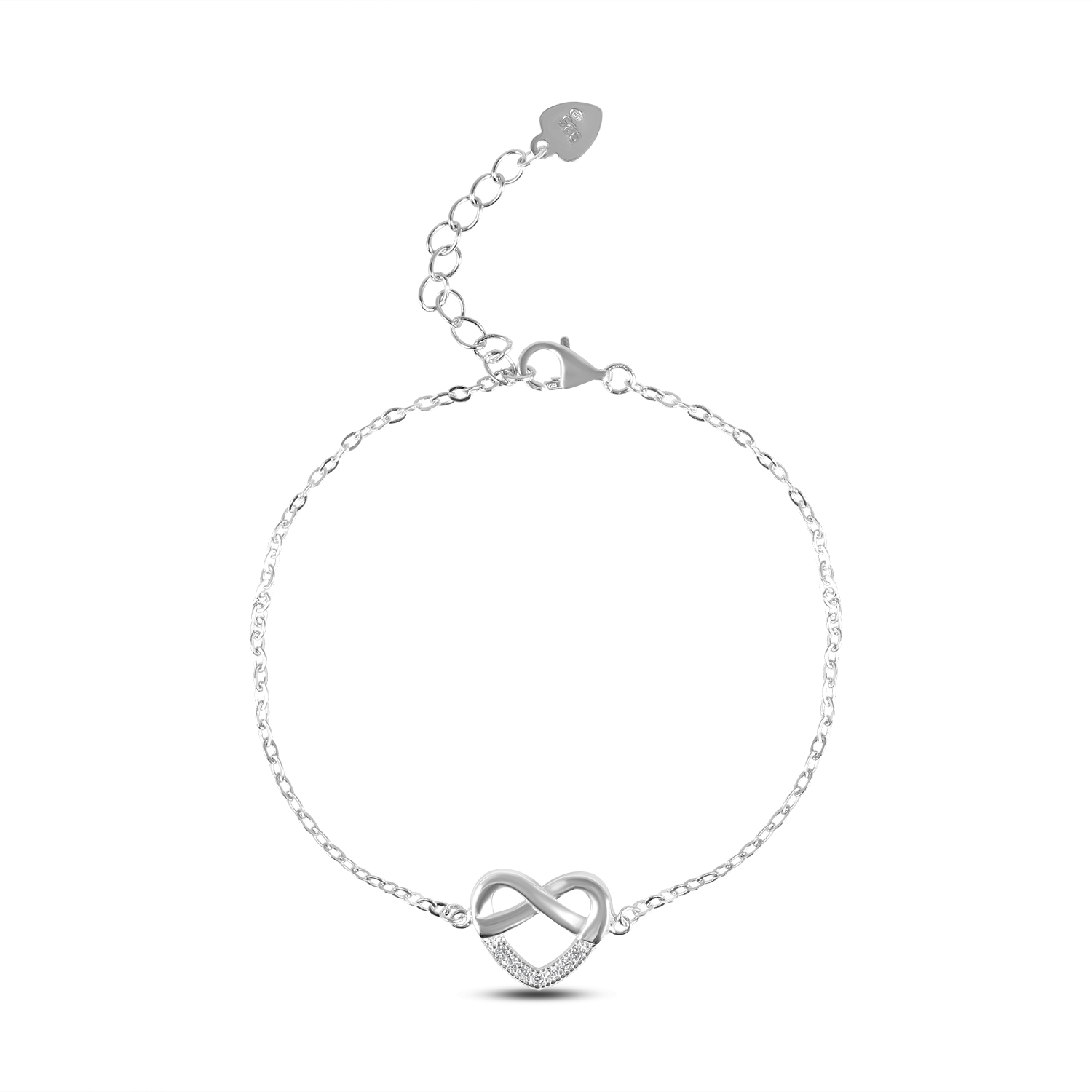 Bratara argint cu inimioara, infinit si pietre zirconia Eternal Love Link