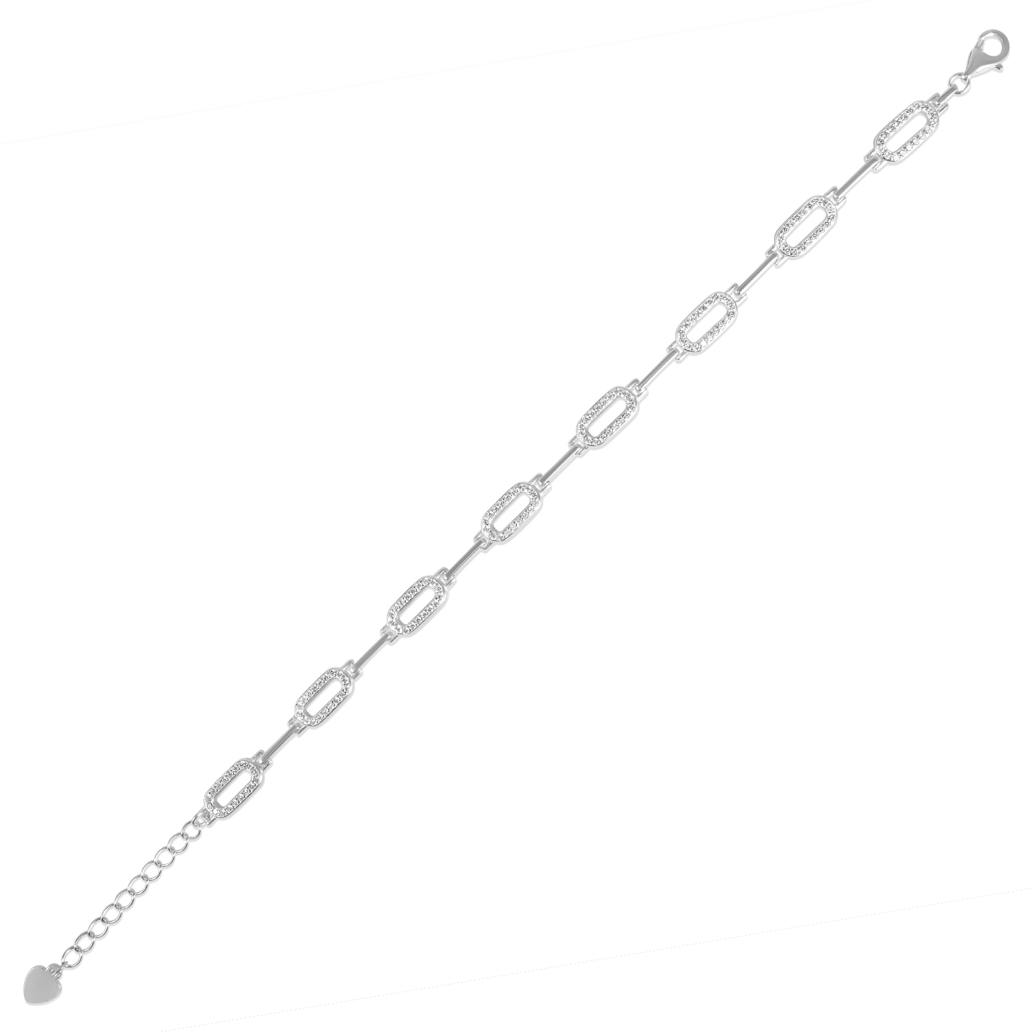 Bratara argint cu ovaluri pavate si pietre zirconia Silver Oval Radiance