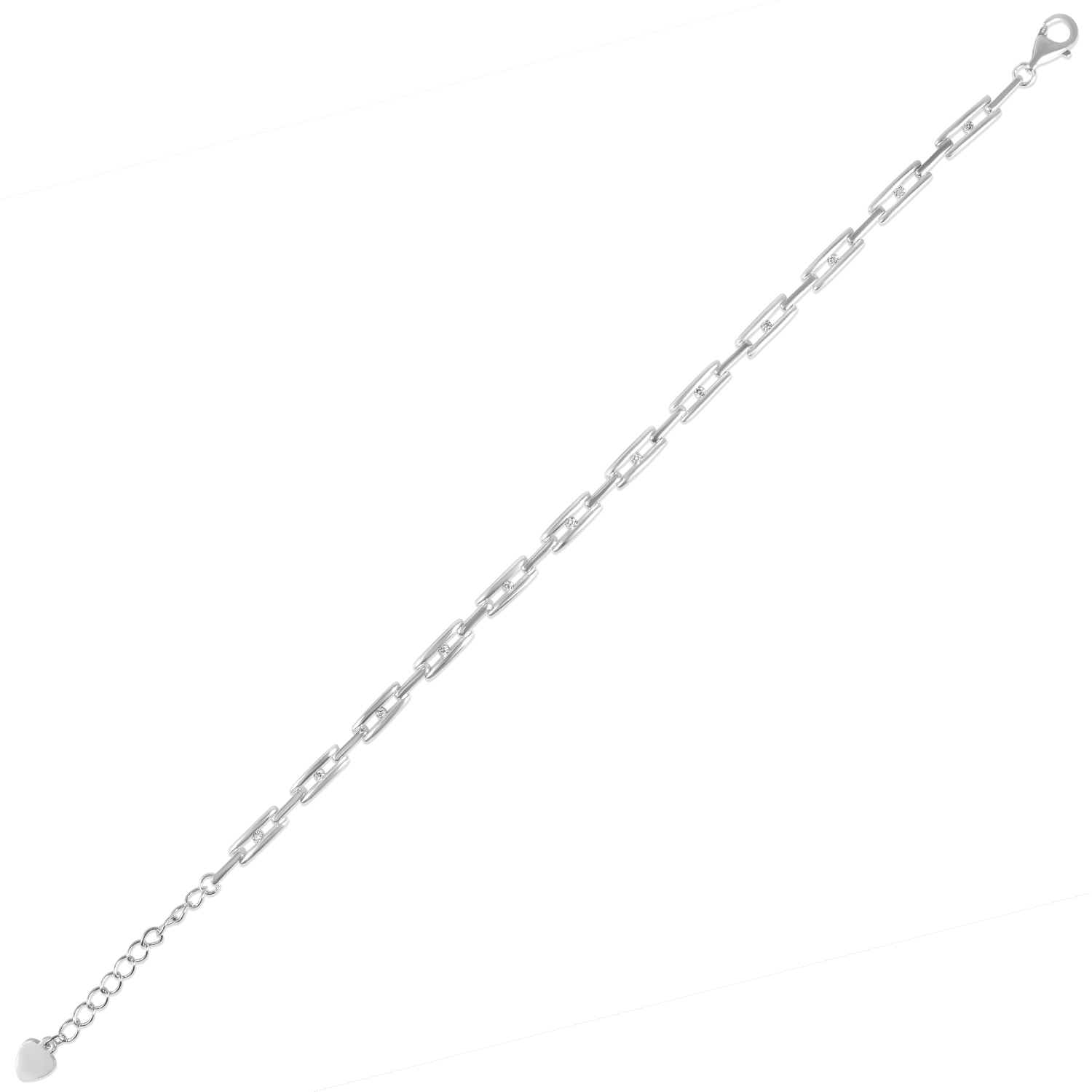 Bratara argint cu dreptunghi si pietre Zirconia Silver Linear Spark
