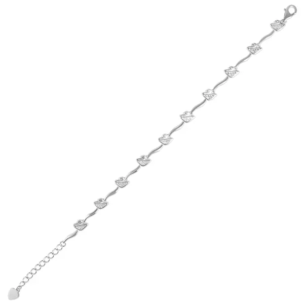 Bratara argint cu lebede si pietre Zirconia Silver Swan Grace