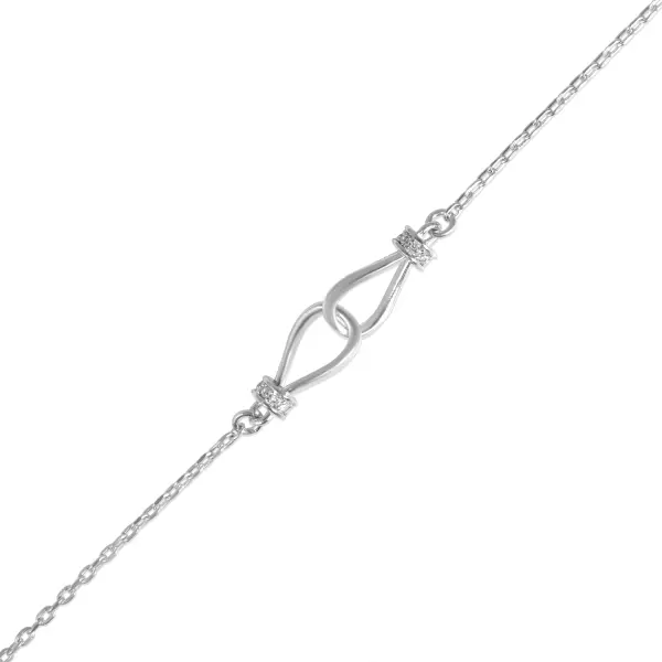 Bratara argint cu doua noduri si pietre zirconia Twin Knot Shine
