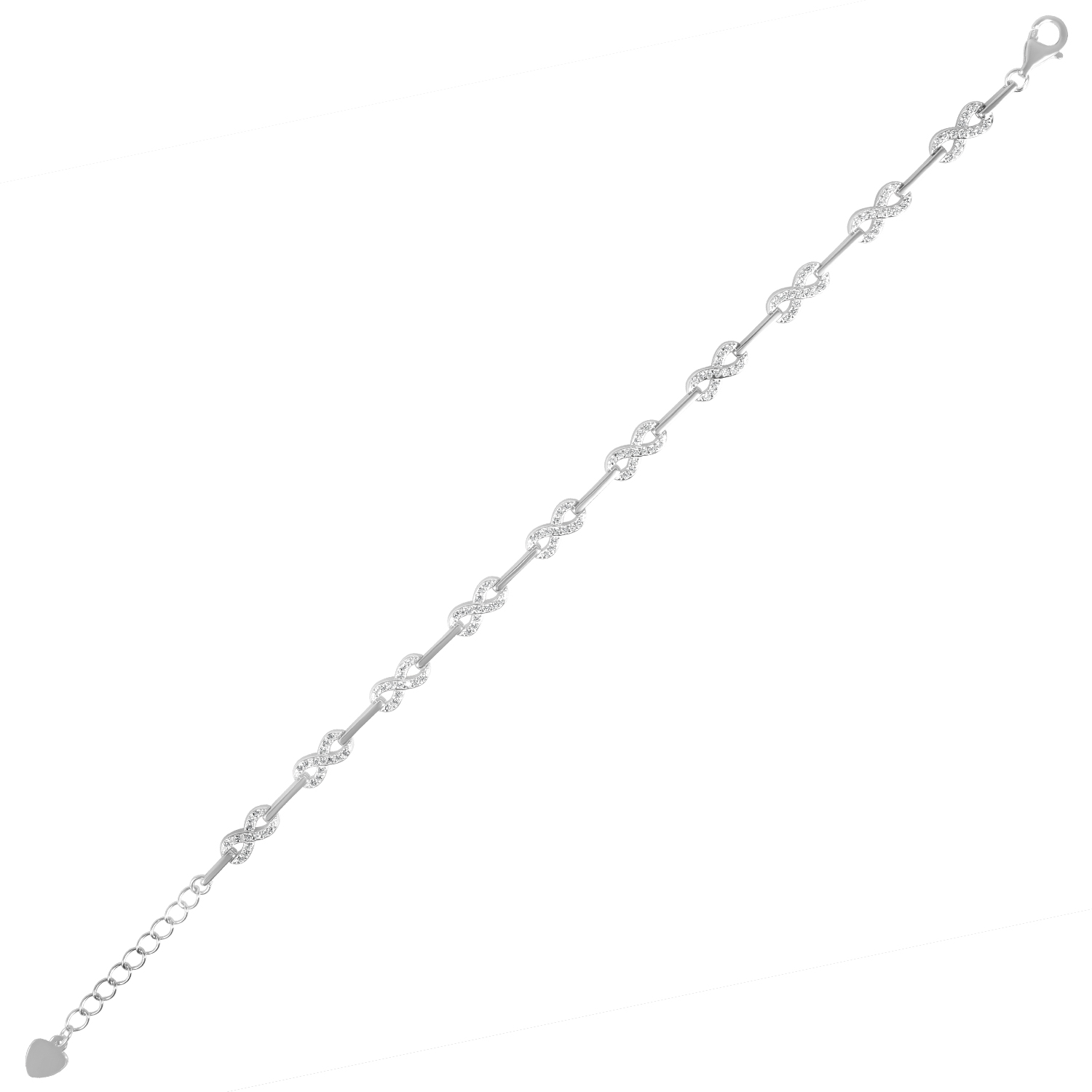 Bratara argint cu elemente liniare si semne infinit pavate cu zirconia Infinite Line Glow