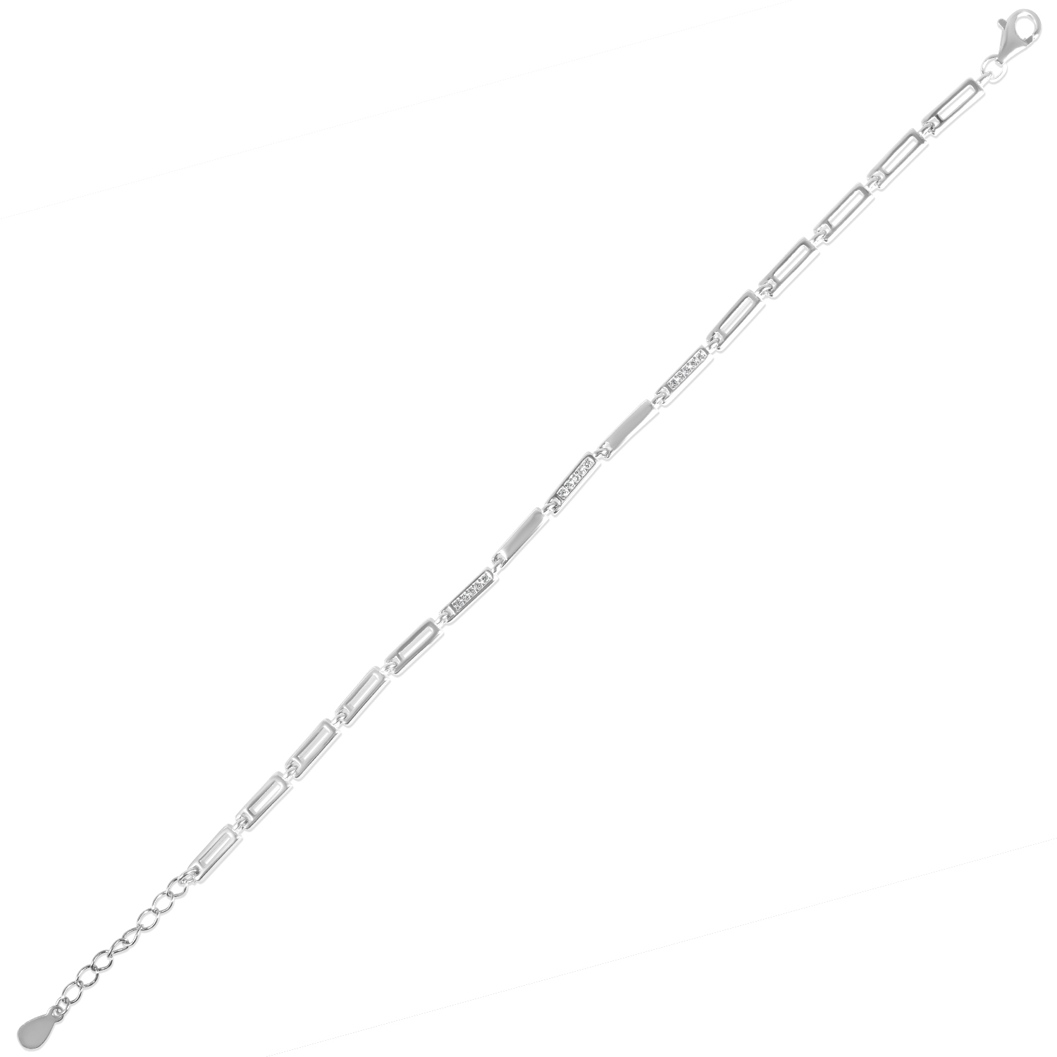 Bratara argint cu dreptunghiuri pline si goale cu pietre zirconia Silver Geometry Glow