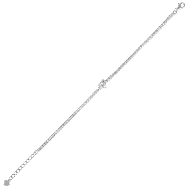 Bratara argint tennis cu inima si pietre zirconia Heartline Diamond Shine