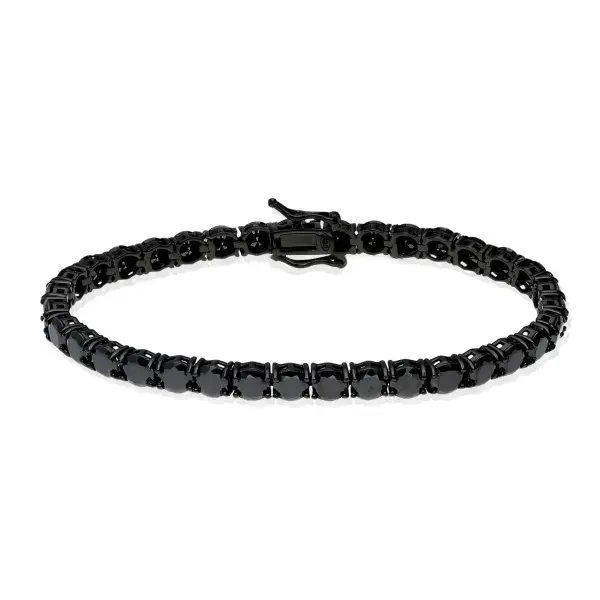 Bratara argint negru tennis cu pietre zirconia negre Black Velvet Tennis