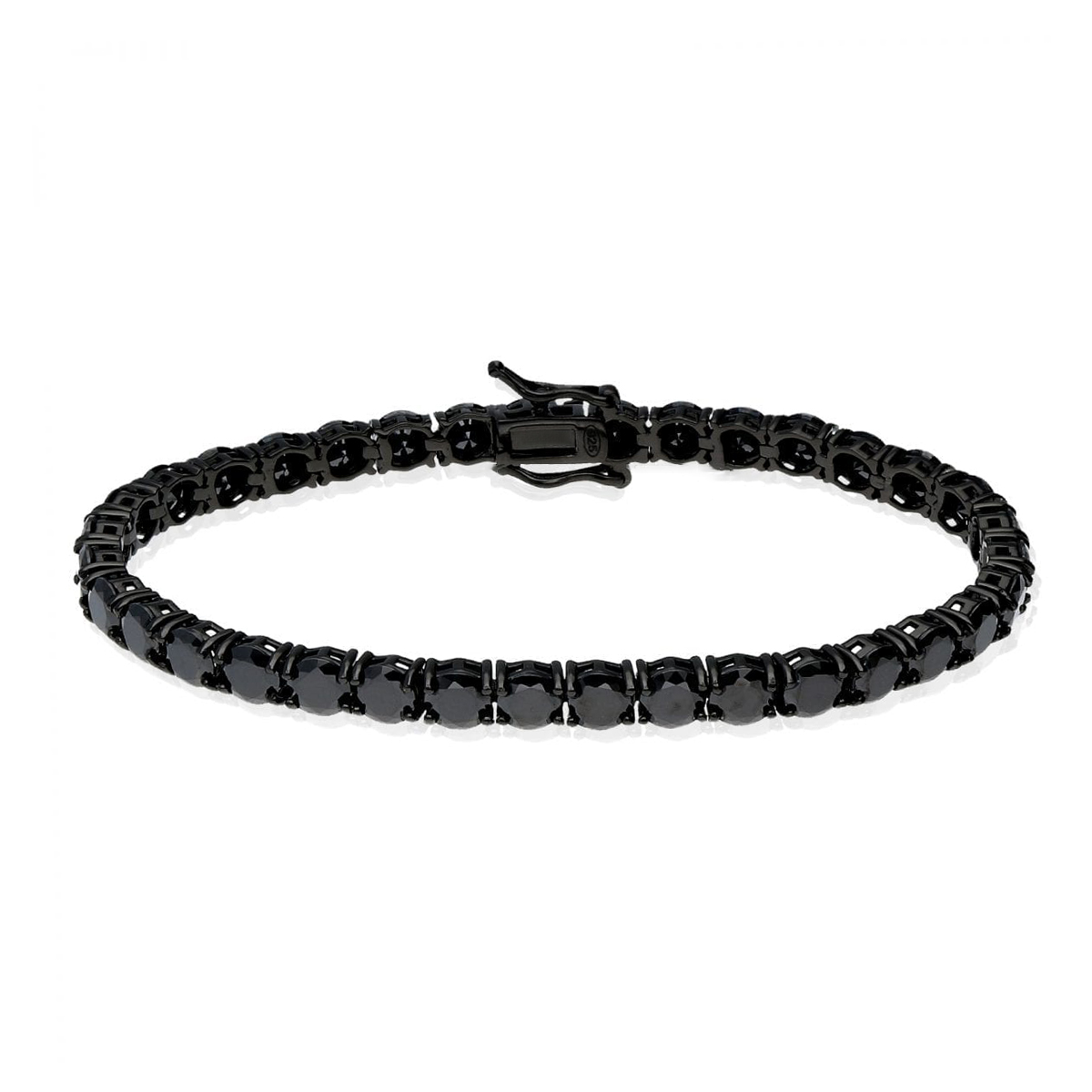Bratara argint negru tennis cu pietre zirconia negre Black Velvet Tennis