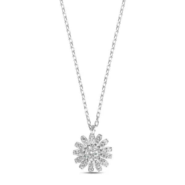 Colier de argint cu piatra Zirconia in forma floare Silver Bloom Radiance
