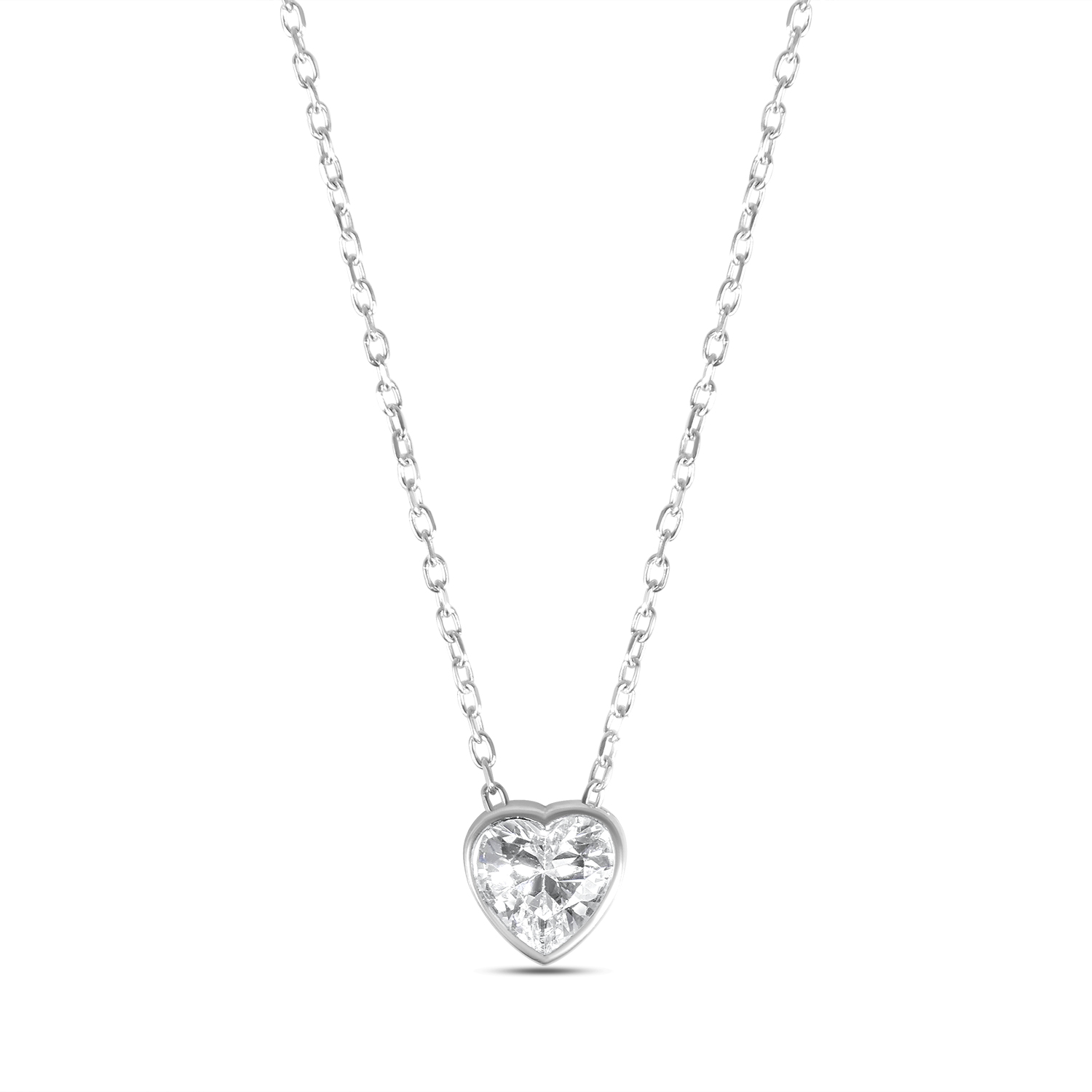 Colier de argint cu piatra Zirconia in forma de inima Crystal Heart Glow