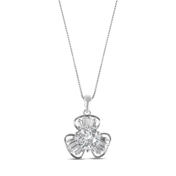 Colier de argint cu pandantiv si pietre zirconia Crystal Bloom Charm