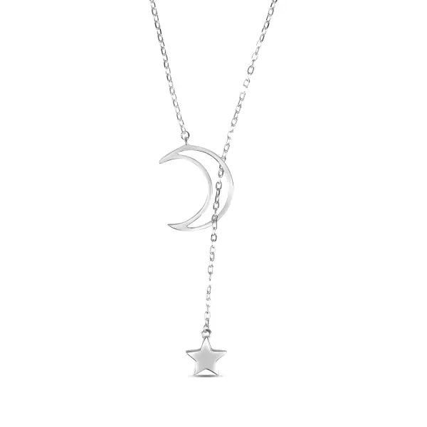 Colier de argint cu semiluna si stea Silver Moonlight Charm