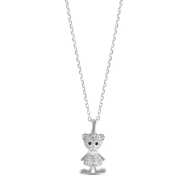 Colier de argint cu ursulet si pietre Zirconia Bear Charm