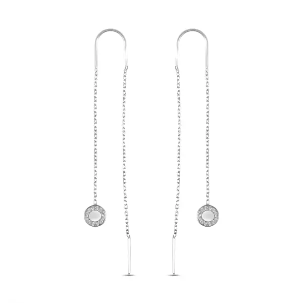 Cercei argint cu fir si pietre Zirconia Linea Shine