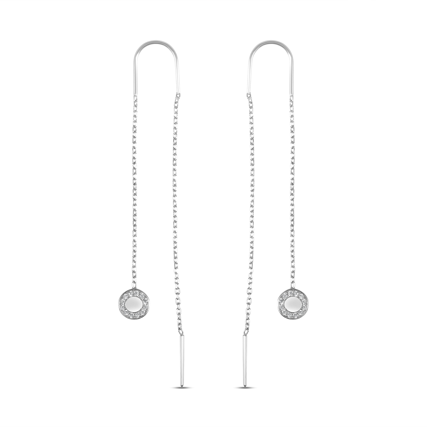 Cercei argint cu fir si pietre Zirconia Linea Shine
