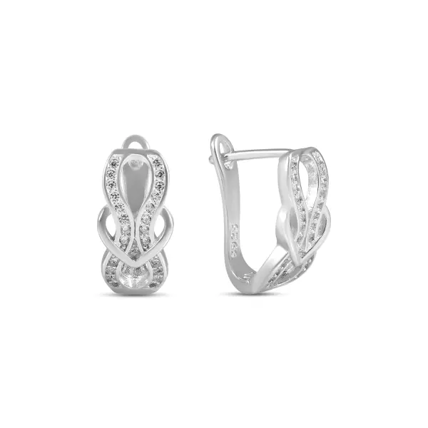 Cercei argint in forma de clepsidra cu inima si pietre Zirconia Heart Hourglass Shine