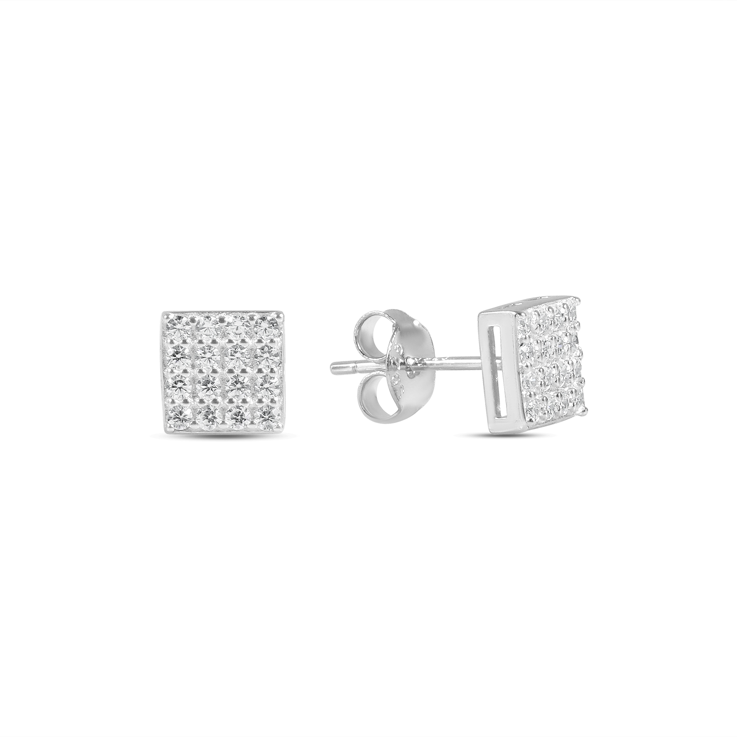 Cercei argint patrati cu pietre Zirconia Square Glow