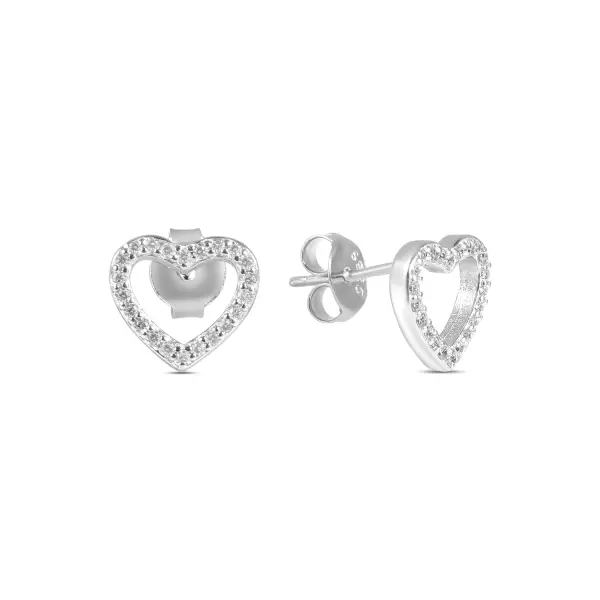 Cercei argint inimioara cu pietre Zirconia Lovely Shine