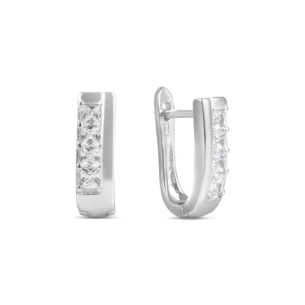 Cercei argint cu patru pietre patrate Zirconia Square Radiance