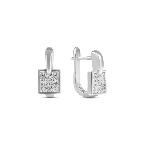 Cercei argint patrati cu pietre Zirconia Square Spark Lumi