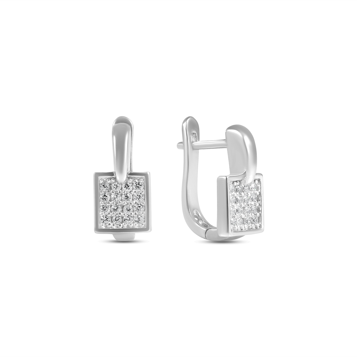 Cercei argint patrati cu pietre Zirconia Square Spark Lumi