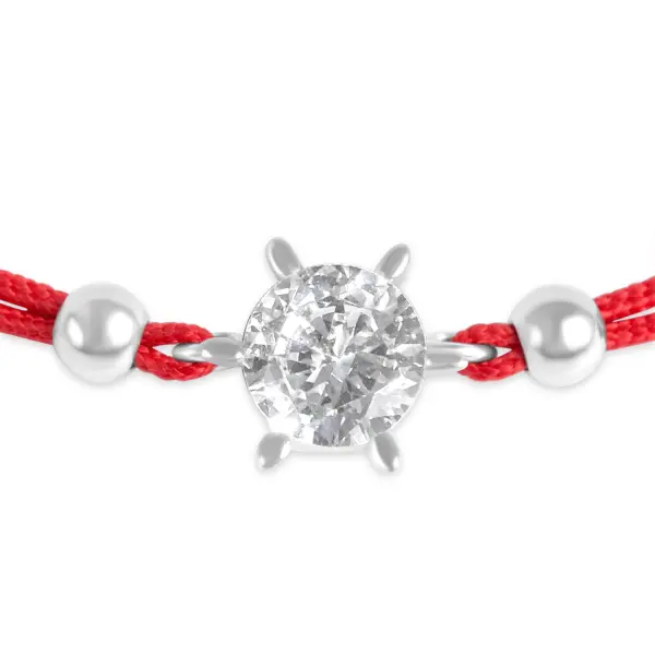 Bratara argint cu snur rosu si piatra Zirconia Solitaire Glow