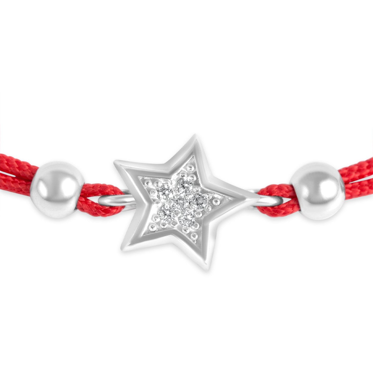 Bratara argint cu snur rosu si stea cu pietre Zirconia Celestial Star